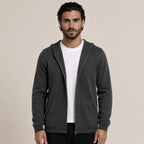 Hooded Wool Blazer Cardigan – Charcoal - ELORO