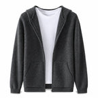 Hooded Wool Blazer Cardigan – Charcoal - ELORO