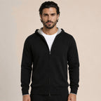 Hooded Wool Cardigan – Black - ELORO