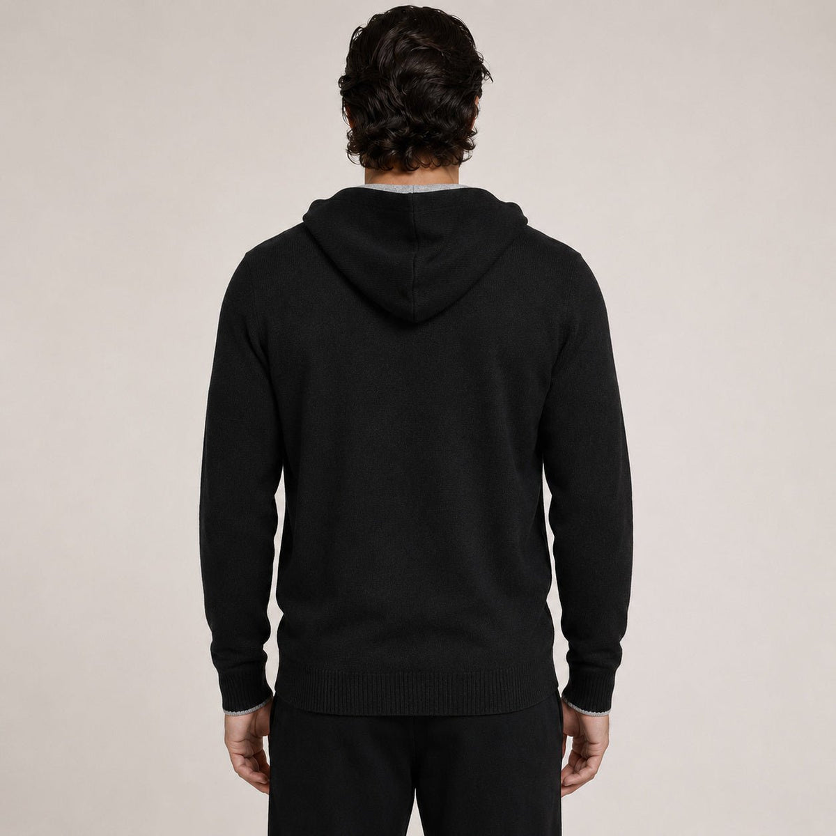 Hooded Wool Cardigan – Black - ELORO