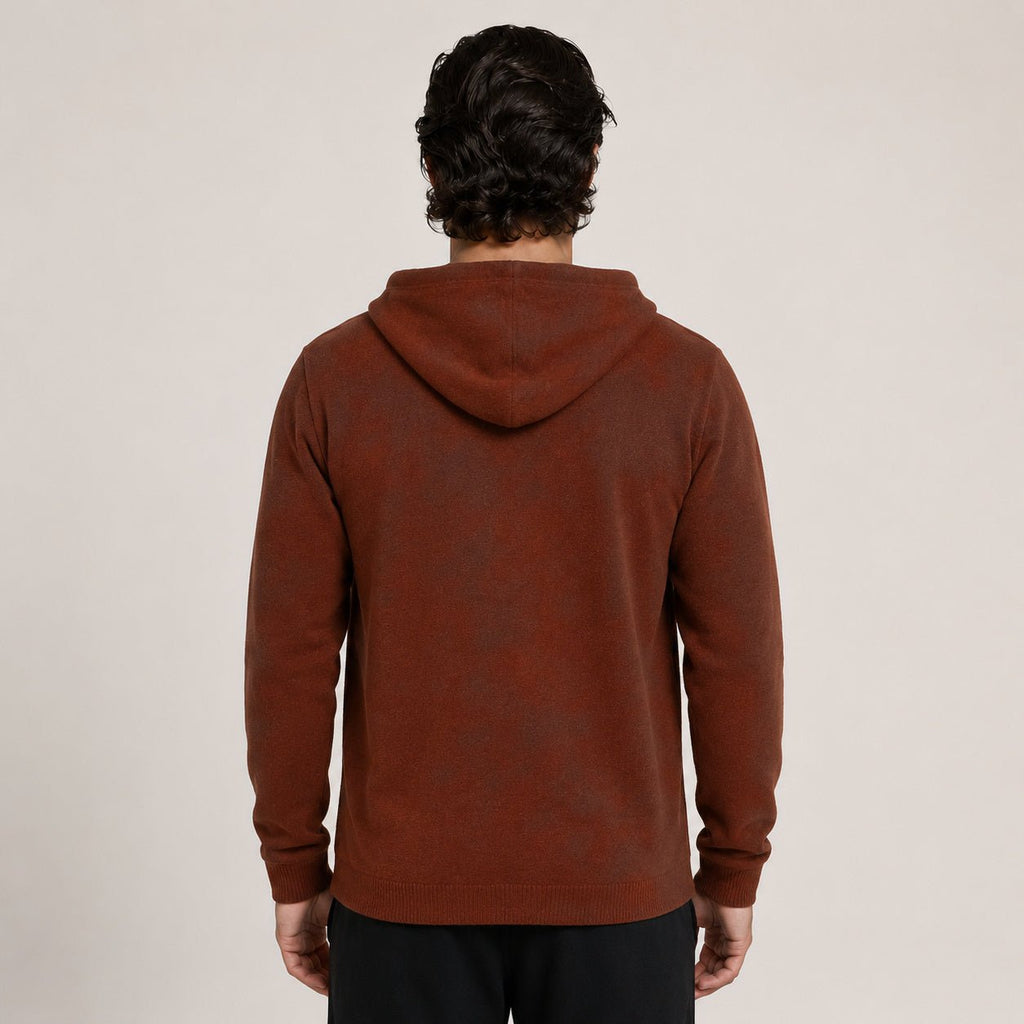 Hooded Wool Cardigan – Brown - ELORO