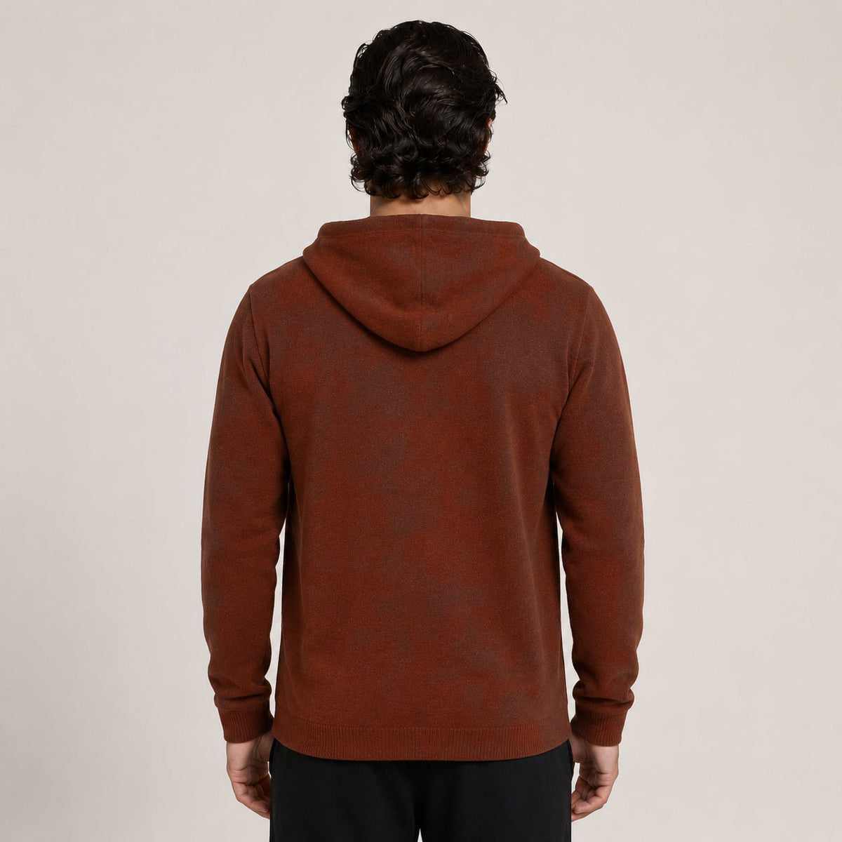 Hooded Wool Cardigan – Brown - ELORO