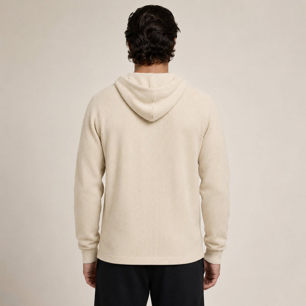 Lightweight Hooded Wool Cardigan – Cream - ELORO