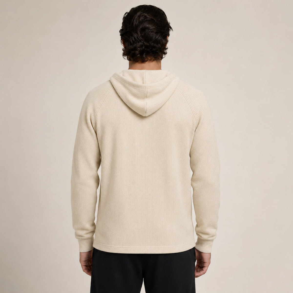 Lightweight Hooded Wool Cardigan – Cream - ELORO