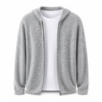 Lightweight Hooded Wool Cardigan – Light Grey - ELORO