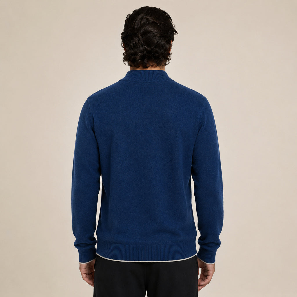 Zip Wool Cardigan – Deep Blue