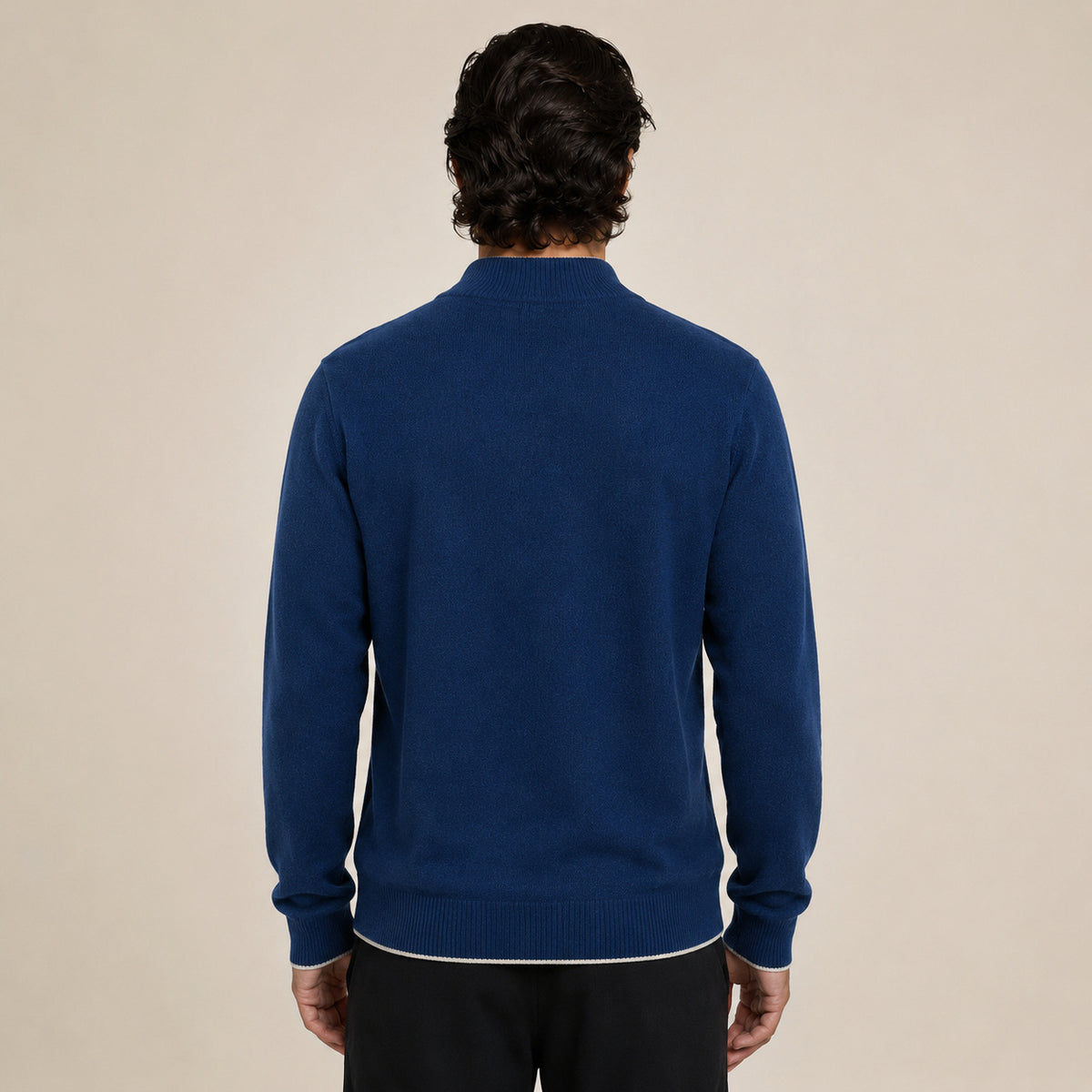 Zip Wool Cardigan – Deep Blue