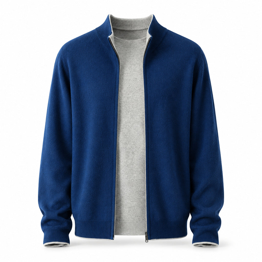 Zip Wool Cardigan – Deep Blue