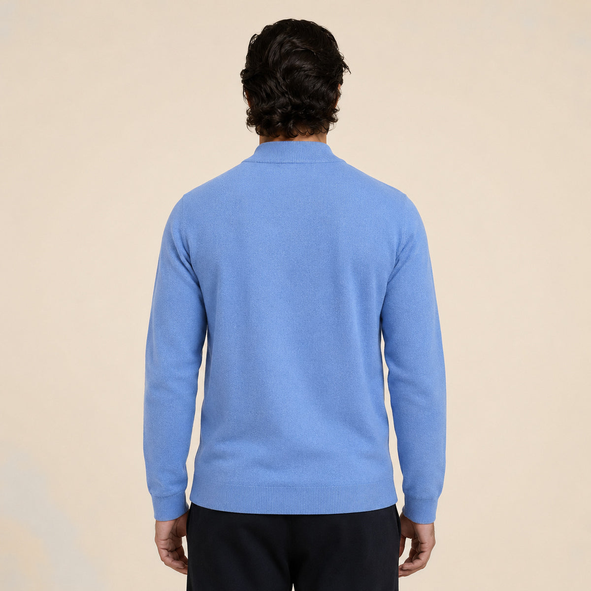 Zip Wool Cardigan – Cornflower Blue