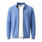 Zip Wool Cardigan – Cornflower Blue