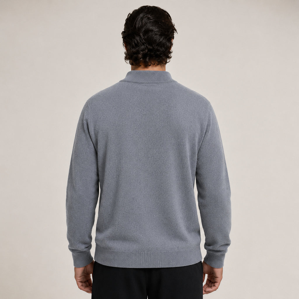 Zip Wool Cardigan – Grey