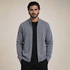 Zip Wool Cardigan – Grey