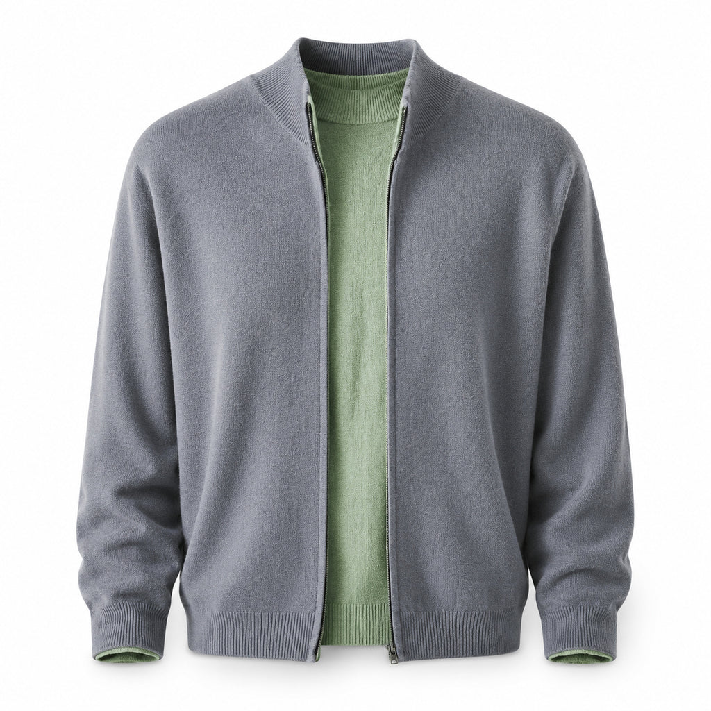 Zip Wool Cardigan – Grey