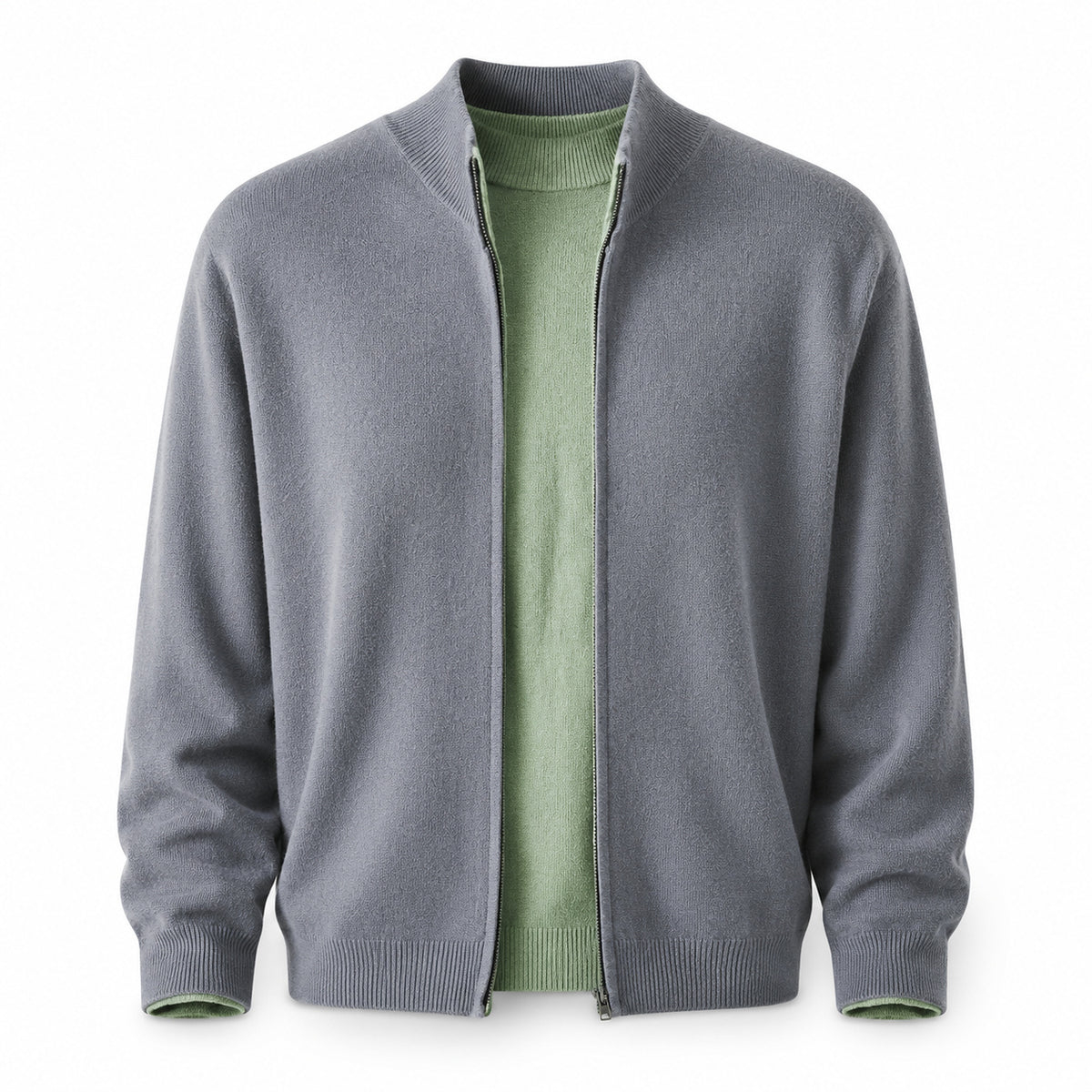 Zip Wool Cardigan – Grey