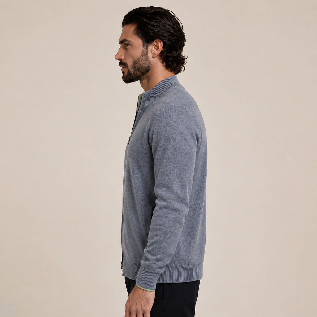 Zip Wool Cardigan – Grey