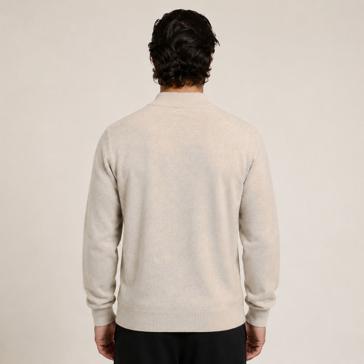 Zip Wool Cardigan – Beige