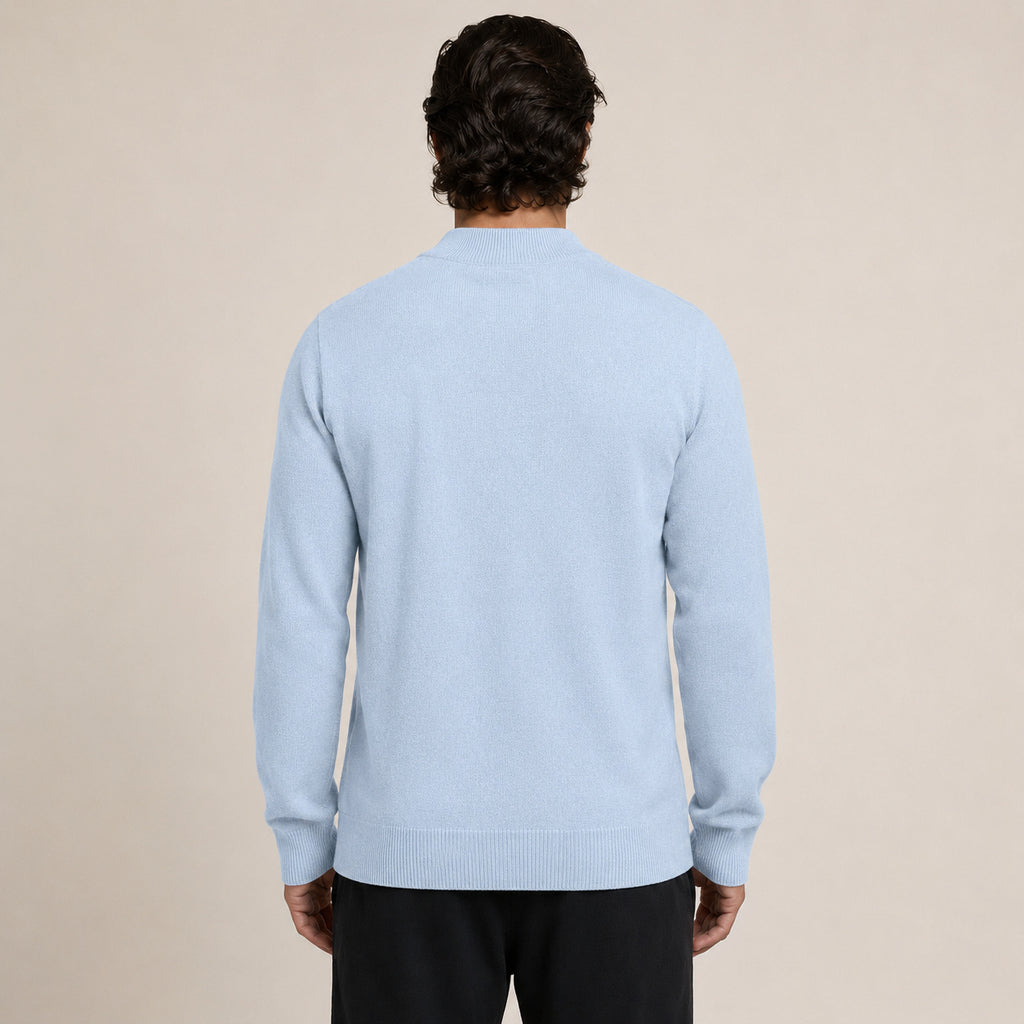 Zip Wool Cardigan – Light Blue