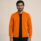 Zip Wool Cardigan – Orange