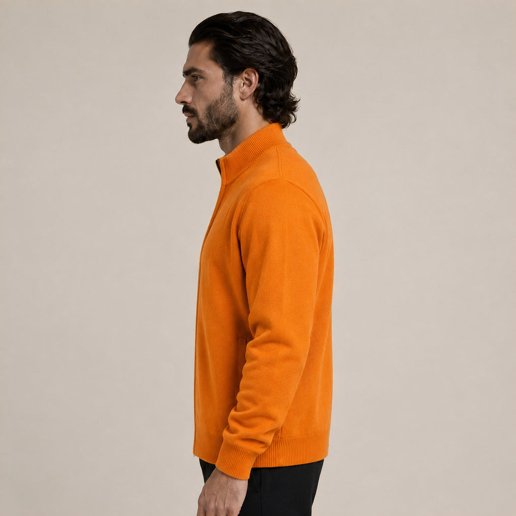 Zip Wool Cardigan – Orange