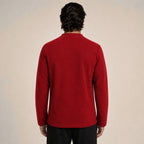 Embroidered Frog-Button Wool Cardigan – Red & Gold