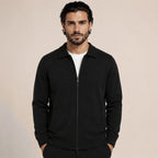 Collared Zip Wool Cardigan – Black