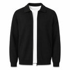 Collared Zip Wool Cardigan – Black