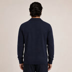 Collared Zip Wool Cardigan – Navy