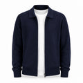 Collared Zip Wool Cardigan – Navy