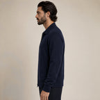 Collared Zip Wool Cardigan – Navy
