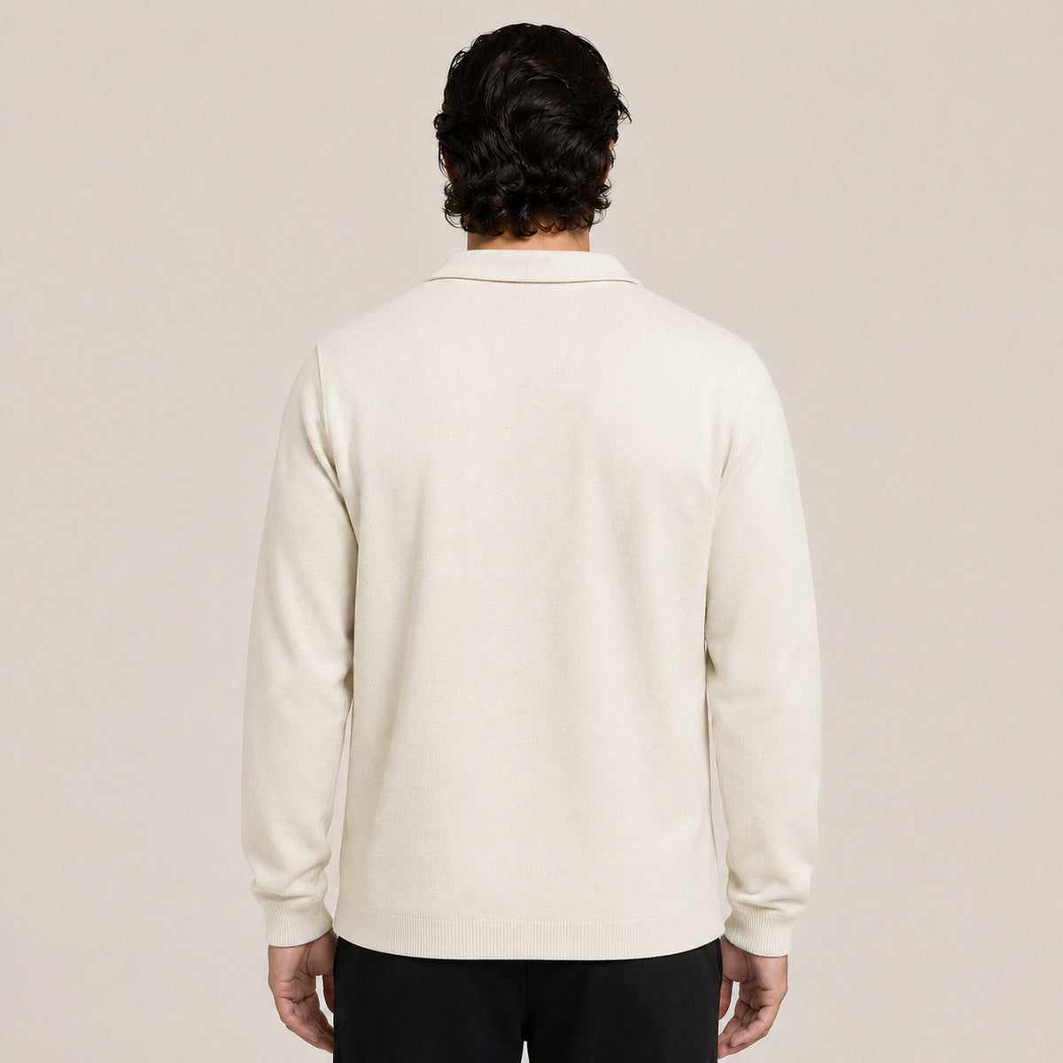 Collared Zip Wool Cardigan – Ivory