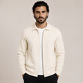 Collared Zip Wool Cardigan – Ivory