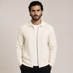Collared Zip Wool Cardigan – Ivory