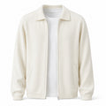 Collared Zip Wool Cardigan – Ivory