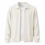 Collared Zip Wool Cardigan – Ivory
