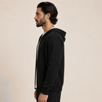 Hooded Wool Cardigan – Black