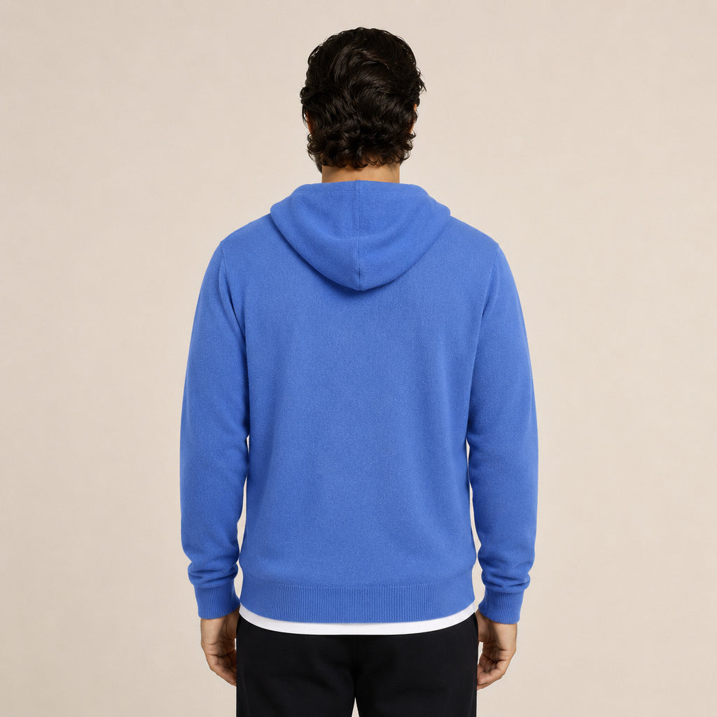 Hooded Wool Cardigan – Light Blue
