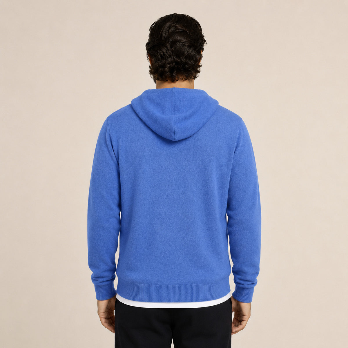 Hooded Wool Cardigan – Light Blue