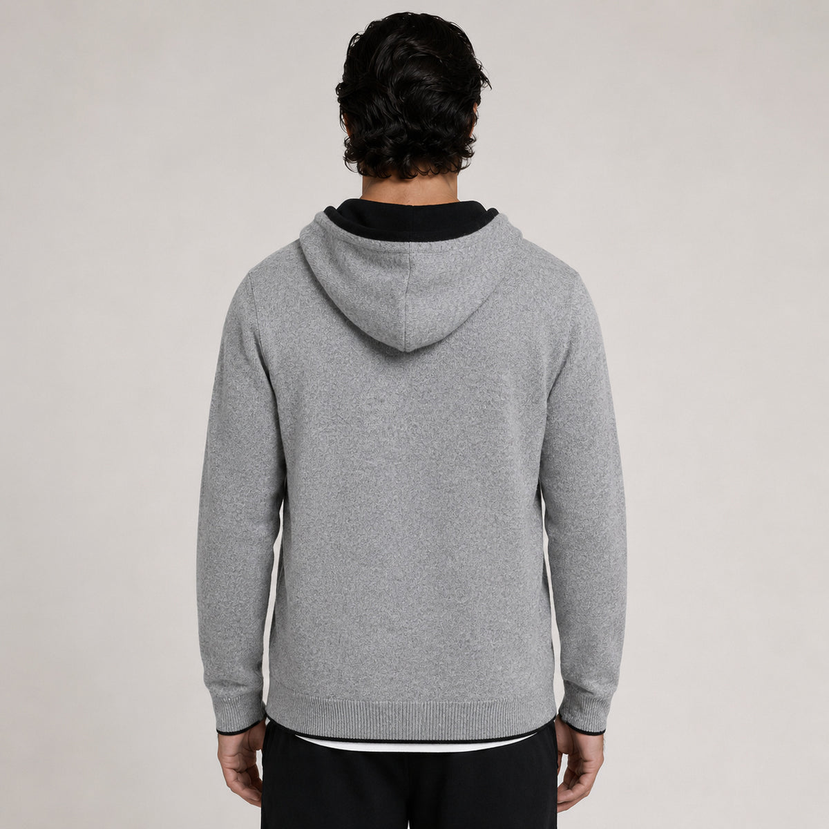 Hooded Wool Cardigan – Grey