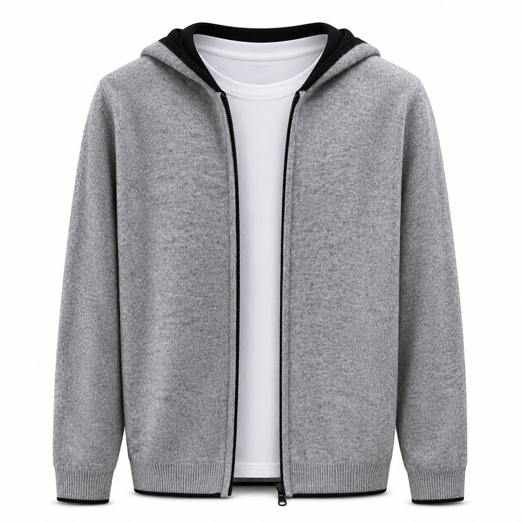 Hooded Wool Cardigan – Grey