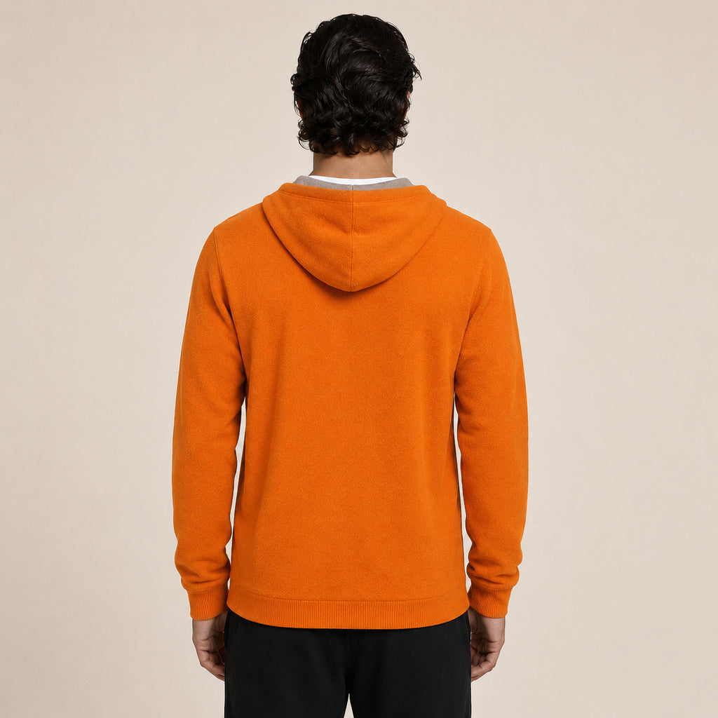 Hooded Wool Cardigan – Orange