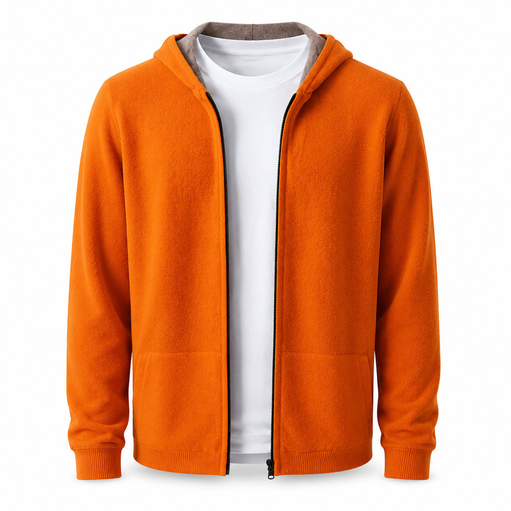Hooded Wool Cardigan – Orange