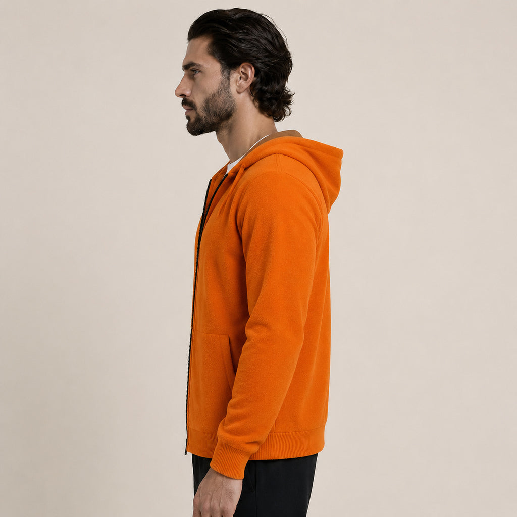 Hooded Wool Cardigan – Orange