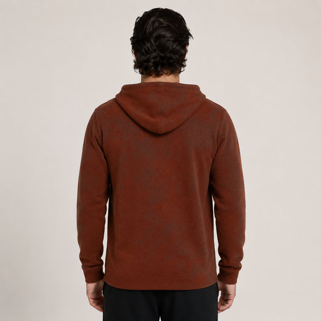 Hooded Wool Cardigan – Brown