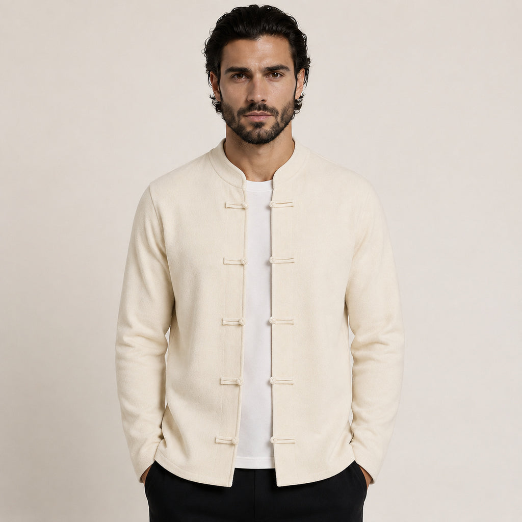Frog-Button Wool Cardigan – Ivory
