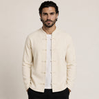 Frog-Button Wool Cardigan – Ivory