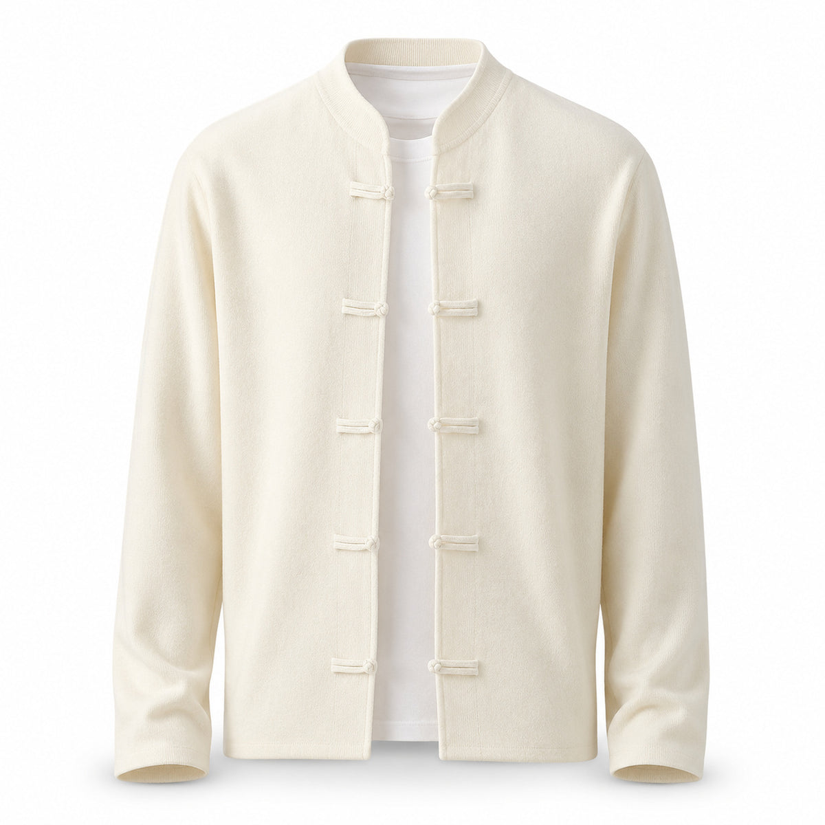 Frog-Button Wool Cardigan – Ivory