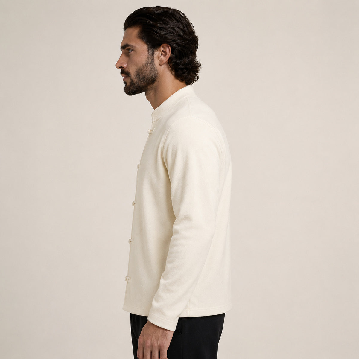 Frog-Button Wool Cardigan – Ivory