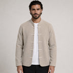 Frog-Button Wool Cardigan – Beige