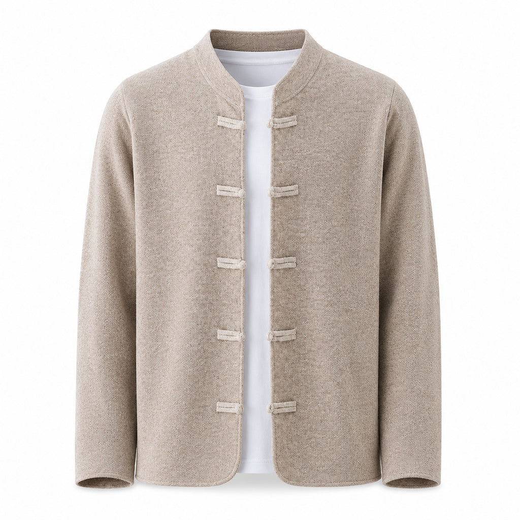 Frog-Button Wool Cardigan – Beige
