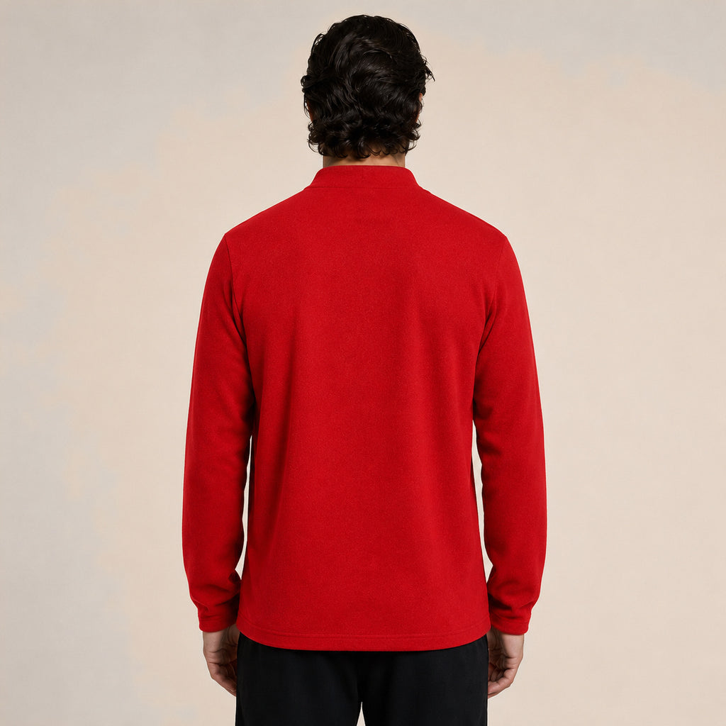 Frog-Button Wool Cardigan – Red